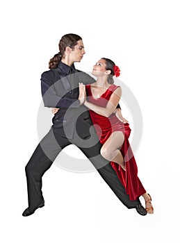 Young couple dancing tango