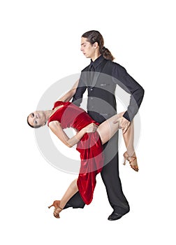 Young couple dancing tango photo