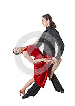 Young couple dancing tango