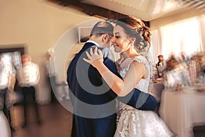 Young couple dancing during the wedding ceremony. Folk tradition