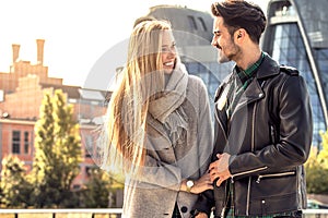 Young couple dating in the city.