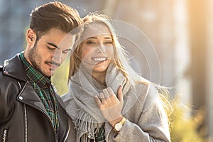 Young couple dating in the city.