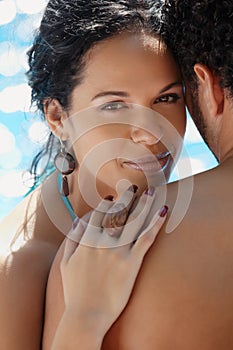 Young couple doing honeymoon in resort