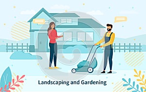 Young couple doing landscaping and gardening