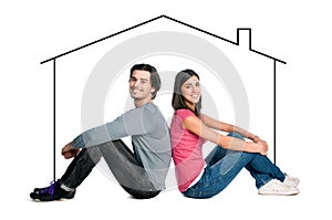 Young couple dreaming new house