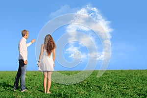 Young couple dreaming about new house