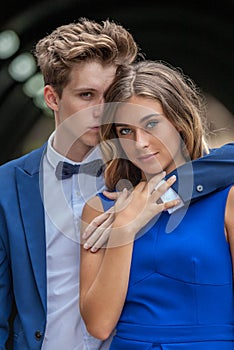 Young couple dressed for prom or party