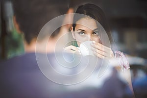 Young couple drinking coffee