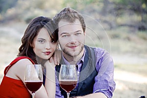 Young Couple Drinking Wine