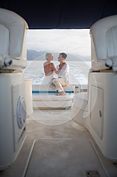 Young couple elope on boat