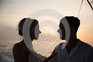 Young couple elope on boat