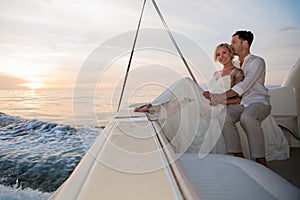 Young couple elope on boat