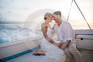 Young couple elope on boat