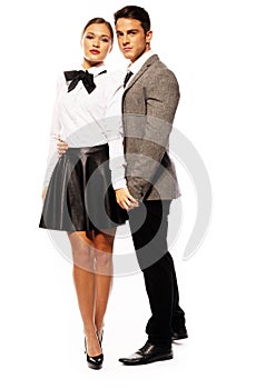 Young Couple Fashion Photo Looking at Camera