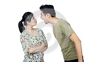 Young Couple Fighting Isolated