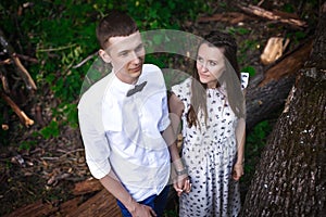 Young couple in forest
