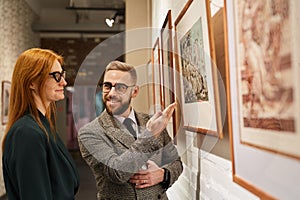 Young couple at gallery