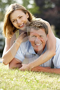 Young couple having fun in countryside