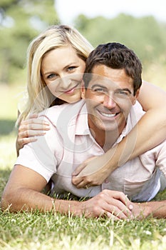 Young couple having fun in countryside