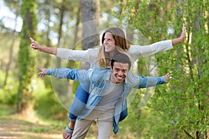 young couple having fun outdoors