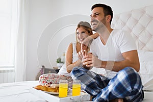 Young couple having having romantic times in bedroom