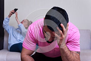 Young couple having relations problems