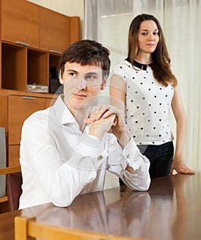 Young couple having serious talking