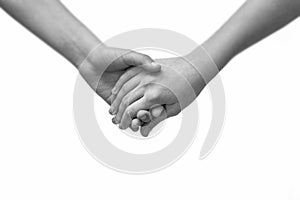 Young Couple Holding Hands Closeup. Friendship, Love and Valenti