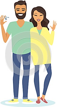 Young Couple holding house keys