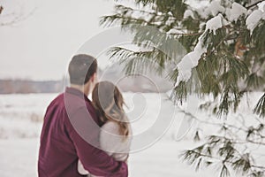 Young couple hugging