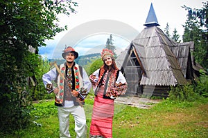 Young couple in hutsul costumes