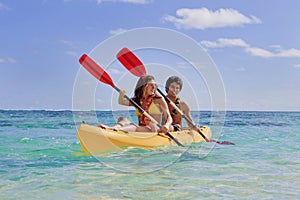 Young couple with a kayak