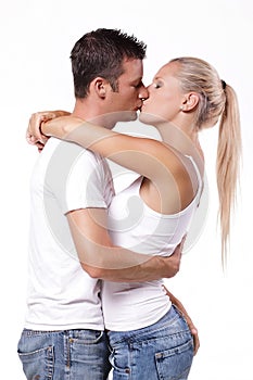 young couple kissing