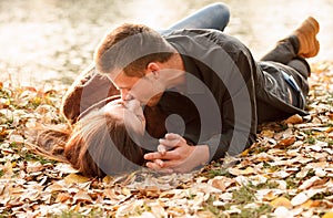 Young couple kissing