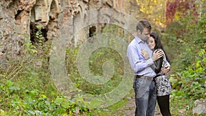 Young couple kissing on nature