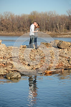 Young Couple Kissing Outdoors