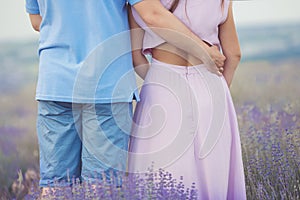 Young couple in the lavender fields