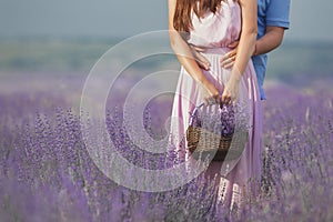 Young couple in the lavender fields