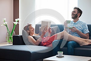 Young couple in the living room