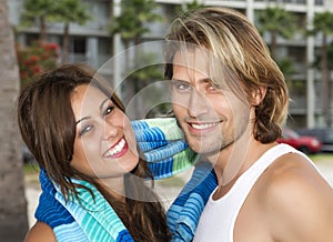 Young couple in love at the beach