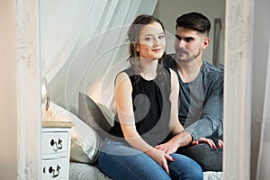 Young couple in love at home