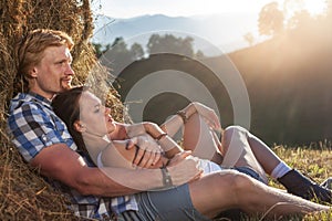 Young couple in love hugging