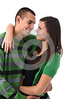 Young couple in love isolated on white