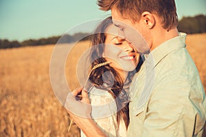 Young couple in love outdoor.Couple hugging.