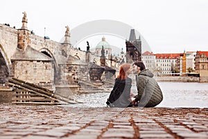 Young couple in love. Prague, Czech Republic