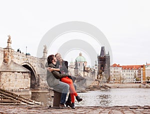 Young couple in love. Prague, Czech Republic