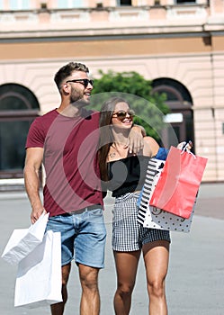 A young couple in love.Walks through the city Novi Sad.