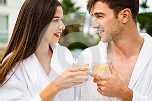 Young couple tasting wine