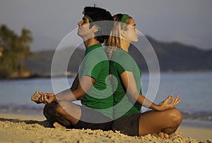 Young couple meditating