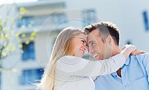 Young couple in modern residential area